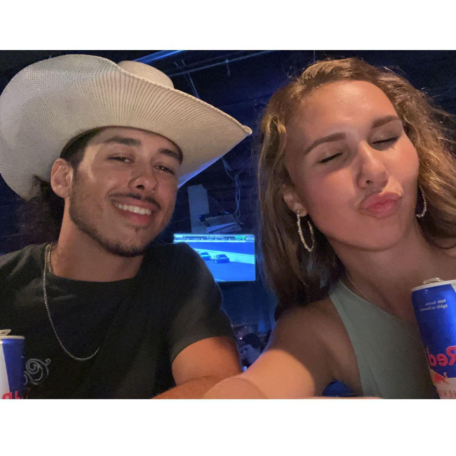 Our first picture together. The night I told him I thought he was cute and he bought me a RedBull