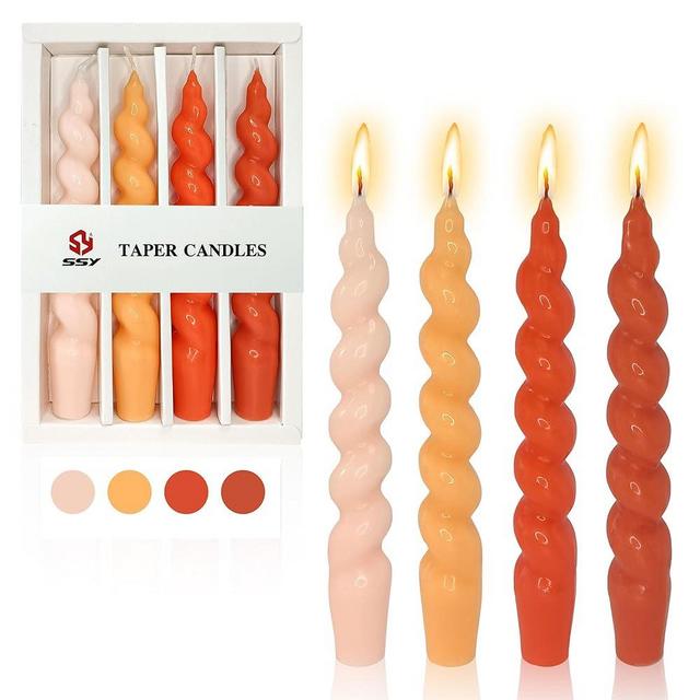 Fall Taper Candle Orange Candlesticks,Gedengni 7.5inches Colorful Tapered Candles Short Candle Sticks Twisted Candles for Home Décor Dinner Weddings Festive Holiday (2D4P-ORAGRA)