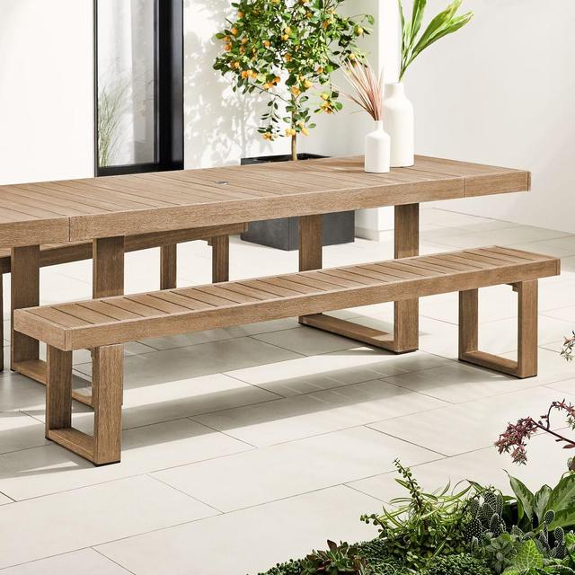 Portside Outdoor Dining Bench, 88.5", Driftwood