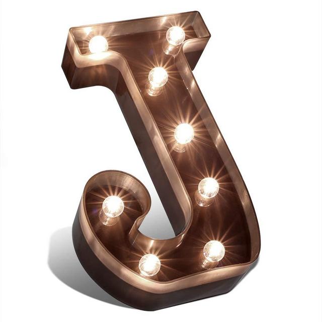 LED Letter Lights Sign Light Up Letters Sign for Night Light Wedding/Birthday Party Battery Powered Christmas Lamp Home Bar Decoration-J
