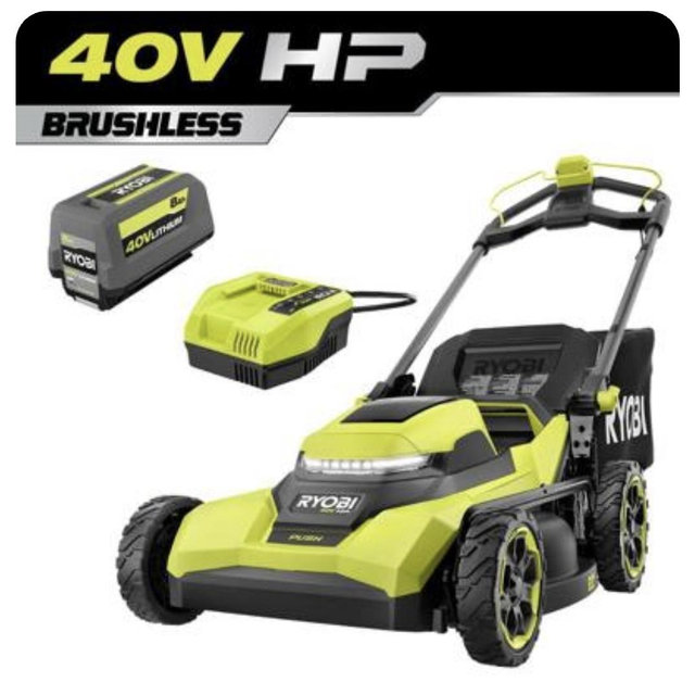 RYOBI 40V HP Brushless 21 in. Cordless Battery Walk Behind Self-Propelled Lawn Mower with (2) 6.0 Ah Batteries and Charger RY40HPLM01K2