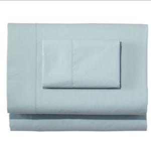 L.L.Bean 280-Thread-Count Pima Cotton Percale Sheet Set - King in Oyster Blue