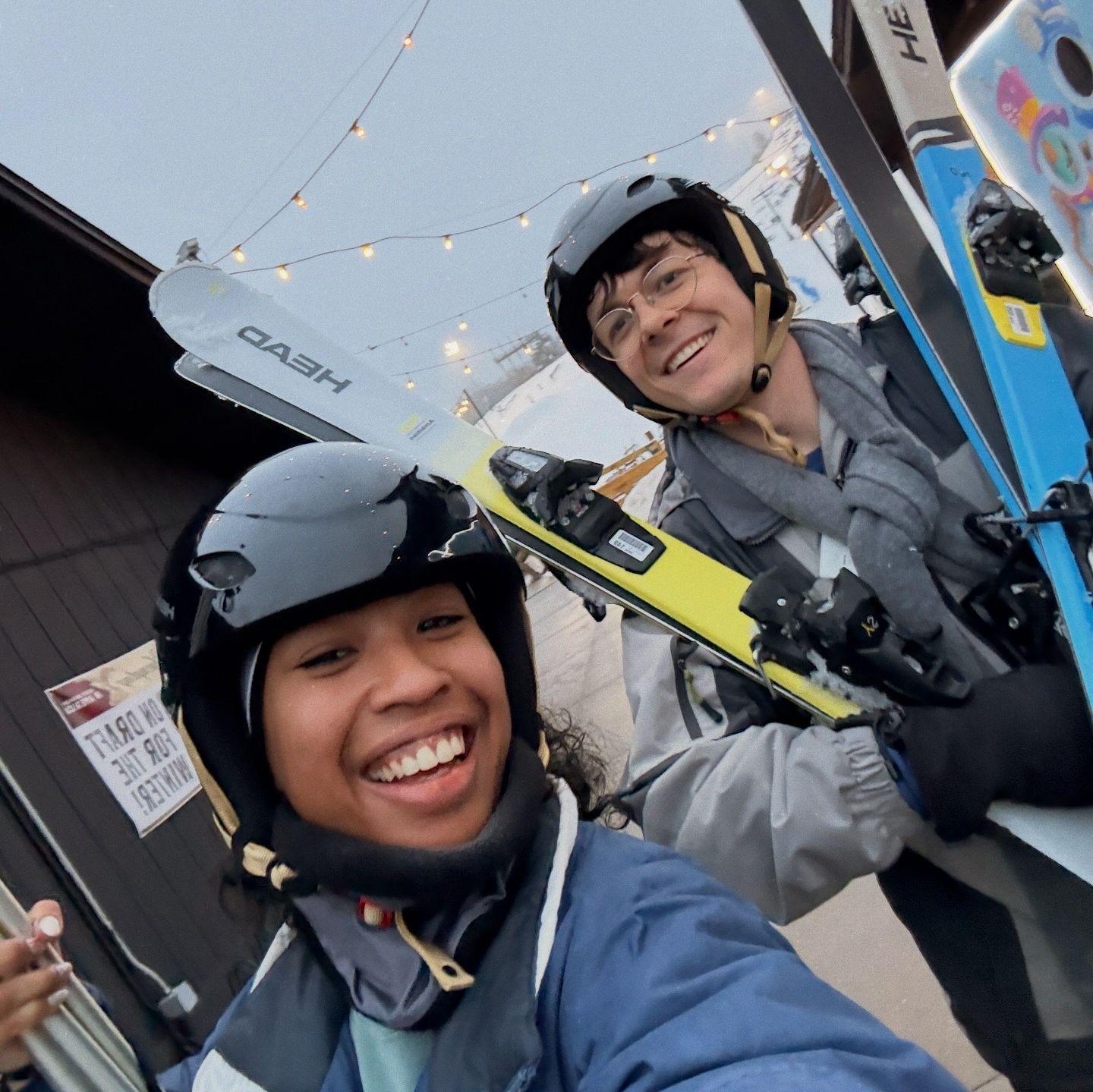 We went skiing the day before our engagement! (And it was Gabby's first time on the slopes)