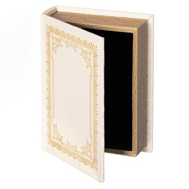 Decorative Vintage Book Shaped Trinket Storage Box - Paper White