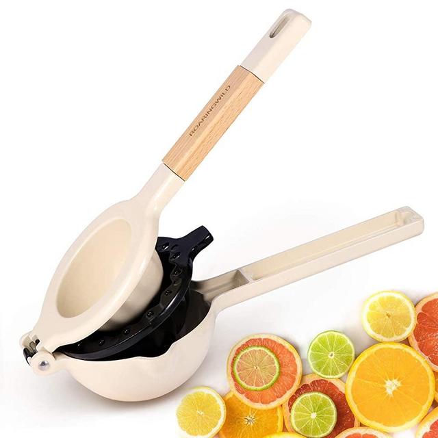 Premium Metal Lemon Squeezer-Manual Citrus Press Juicer with Detachable Wooden Handle-Easy Lime Squeezer