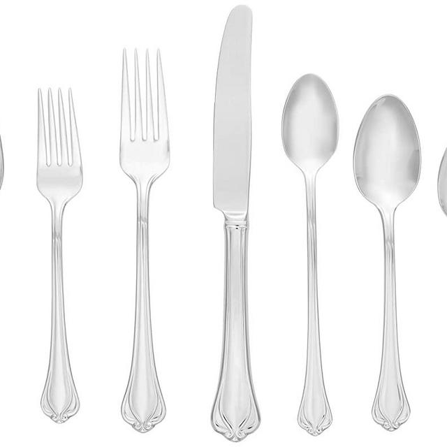 Lenox Alcott 89-Piece Flatware Set, 11.75 LB, Metallic