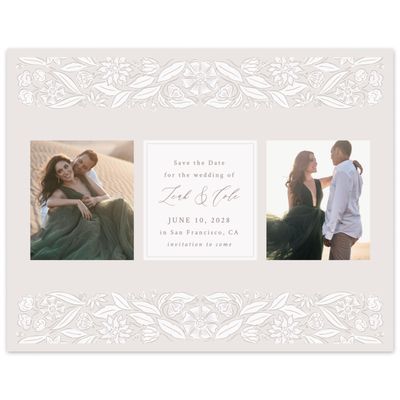 Light Greige, Beige Wedding Digital Save the Date - Juliet Multiphoto