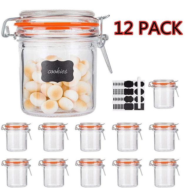 Encheng 32 oz Wide Mouth Mason Jars With Airtight Hinged Lids, Leak Proof  Rubber Gasket - 1000ml Glass Storage Containers, Set of 4