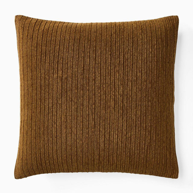 Jute Simple Line Pillow Cover, 20x20, Honey