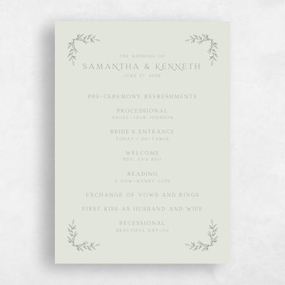 Green Standard Wedding Program - Rhys