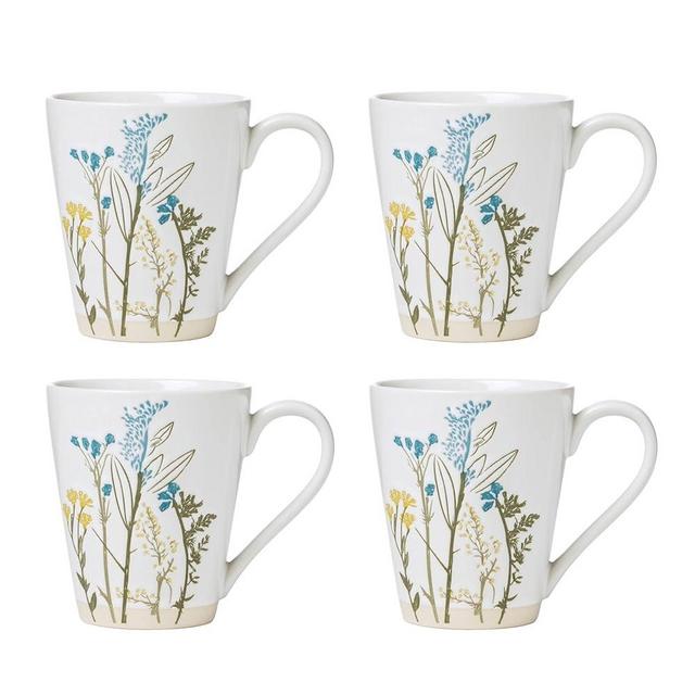 Lenox Wildflowers Mugs, Set of 4, 4 Count, White