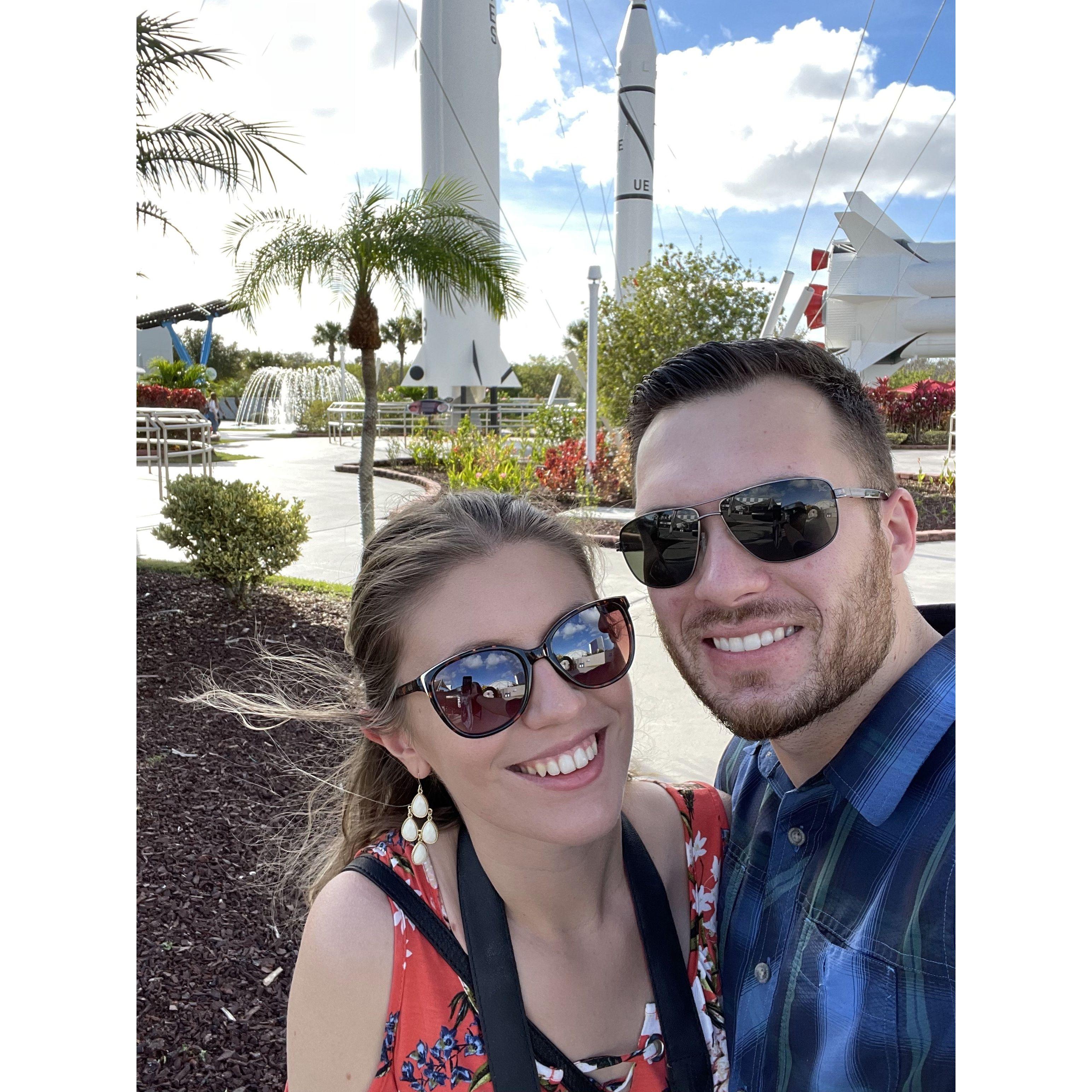 Exploring the rocket garden at the Kennedy Space Center in Titusville, FL.