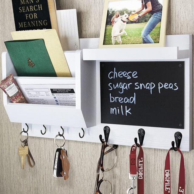 Ziivita Key Holder for Wall - Mail Holder Organizer Wall Mount with Shelf - Hanging Key Rack Hanger with Hooks Decorative for Home Coat Letter Dog Leash Entryway Living Room Decor