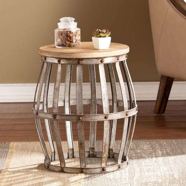 Southern Enterprises Mencino Accent Table in Antique Silver