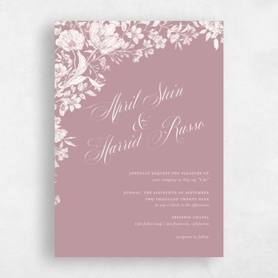 Dusty Rose, Pink Wedding Invitation - Heloise Portrait