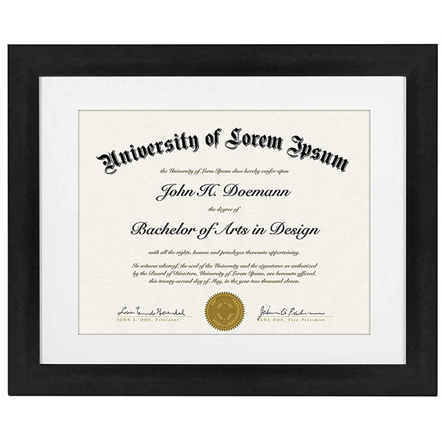 Americanflat Diploma Frame in Black with Shatter Resistant Glass - Horizontal and Vertical Formats - Acid Free - 11" x 14" - Pack of 2