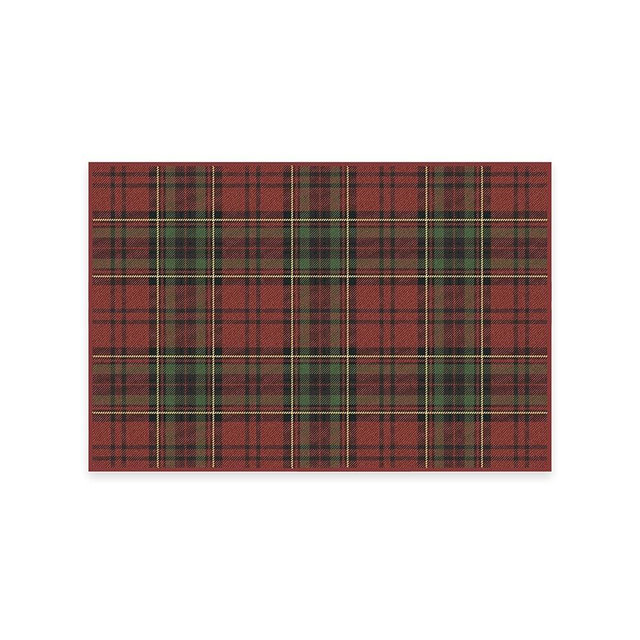 Ruggable Washable 2x3 Area Rug, Plaid, Premium Winter Rugs for Living Room, Bedroom, Kitchen, Office, Classroom with Gripper Non Slip Pad, Dress Stewart Tartan Red