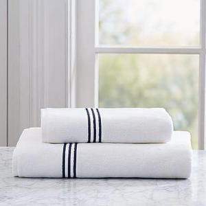 Grand Embroidered Organic Bath Towel, Midnight