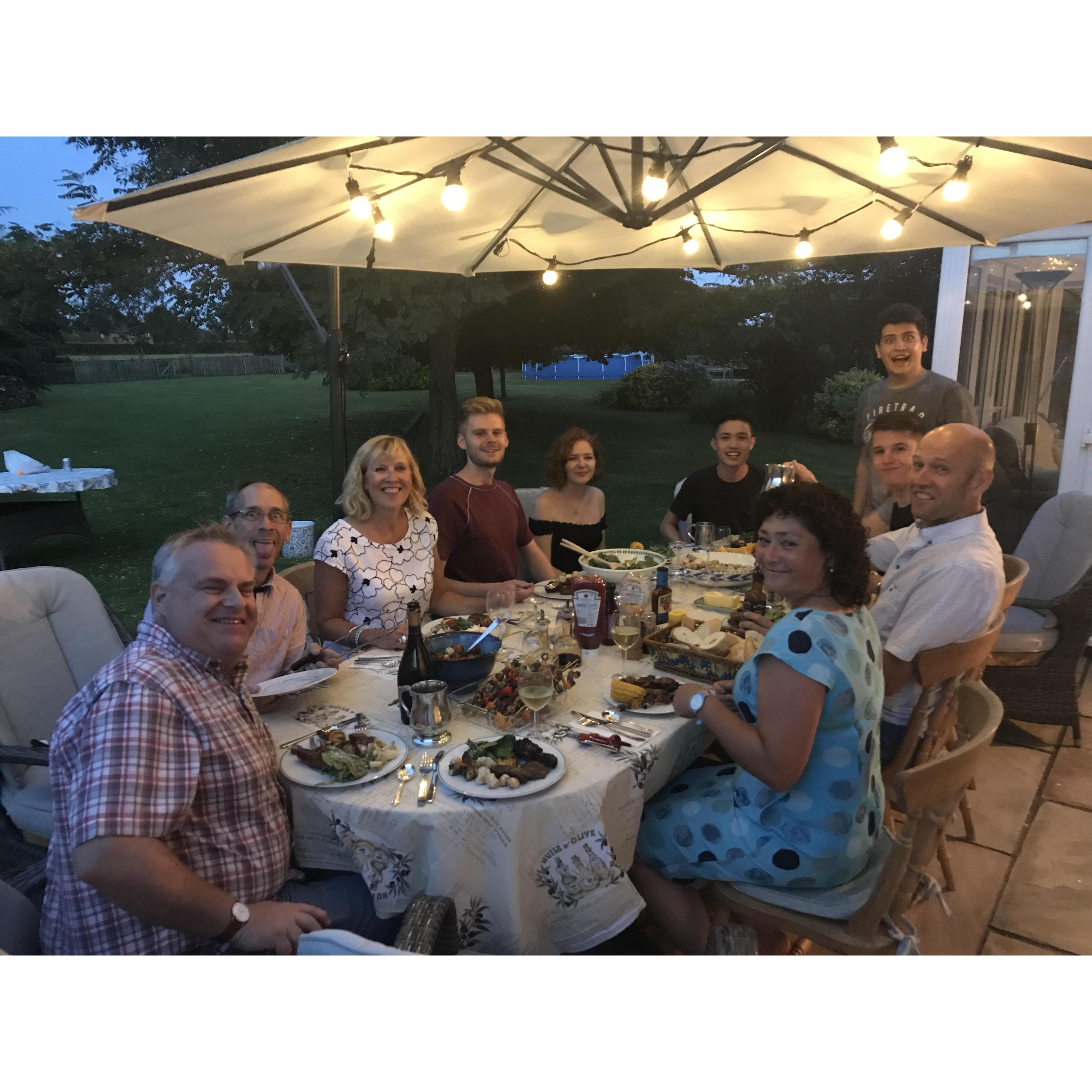 Summer 2019 dinner with Paul & Helen and Phippsy & Christine, and some random teenagers in Sissinghurst, UK!