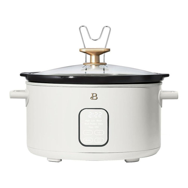 6-Quart Slow Cooker with 3 Heat Settings | Oval Slow Cooker with Removable Stoneware Pot & Glass Lid | Manual Dial Control | Serves 6-7 People | Programmable Crock Pot for Family Meals