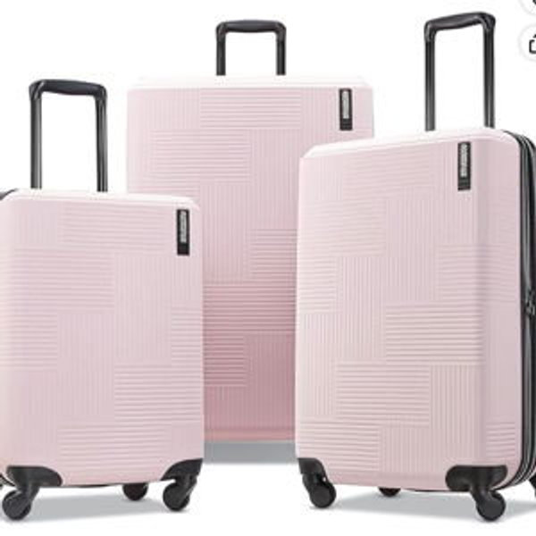American Tourister Stratum XLT Expandable Hardside Luggage with Spinner Wheels, Pink Blush, 3-Piece Set (20/24/28)