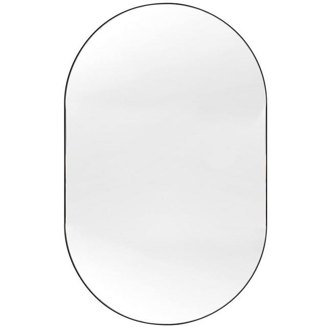 Minuover Black Oval Mirror, 24"x36" Metal Framed Pill Mirror, Oval Bathroom Mirror, Modern Mount Mirrors for Bedroom, Living Room, Hangs Horizontally or Vertically