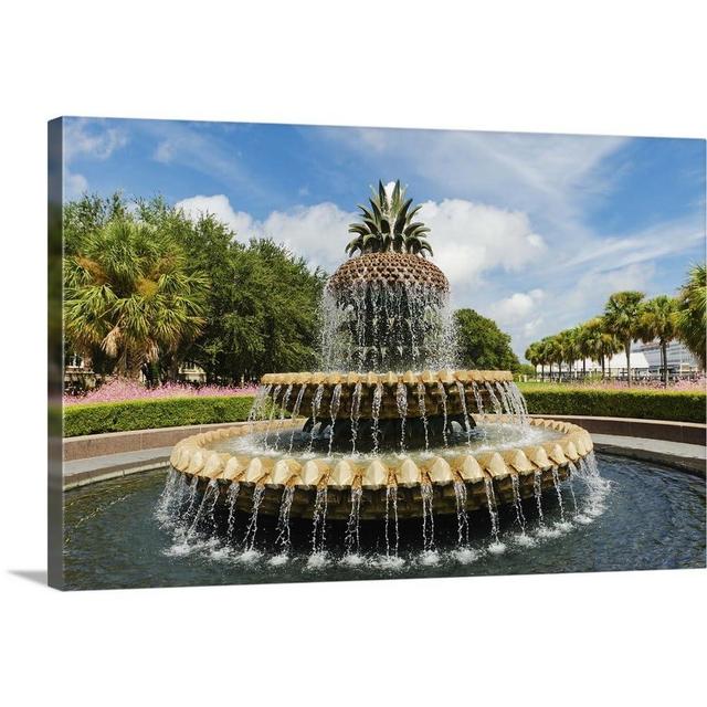 CANVAS ON DEMAND Usa, South Carolina, Charleston, Waterfront Park, Pineapple Fountain Canvas Wall Art Print, Home Decor, United States Artwork, 36" x24in