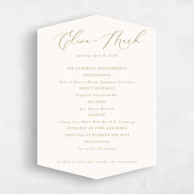 Green Diamond Wedding Program - Marlow