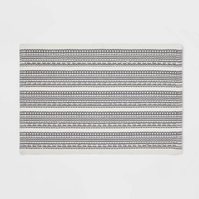 17"x24" Striped Bath Rug Gray - Threshold™