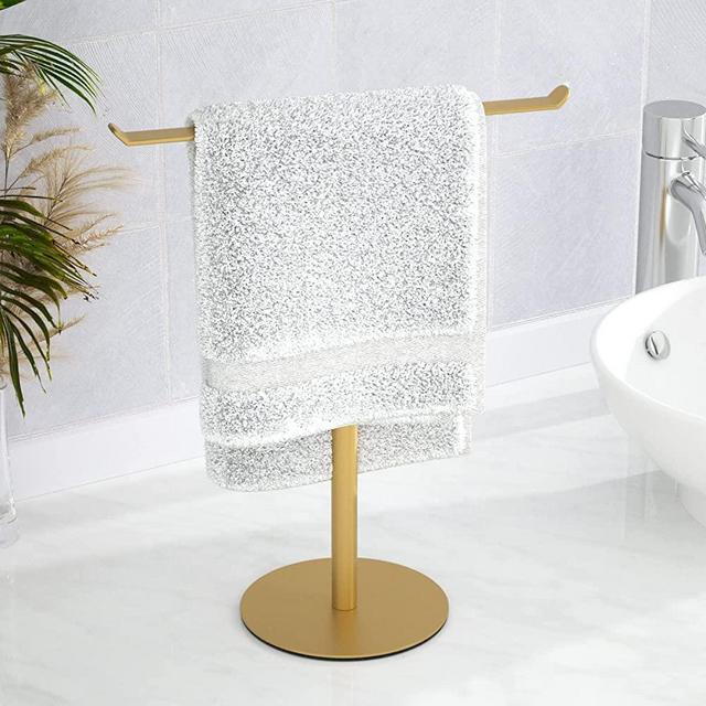 Gold Hand Towel Stand, T-Shape Hand Towel Holder for Bathroom, Display Fingertip Towel Holder Organizer and Bathroom Towel Racks,Kitchen Towel Rack