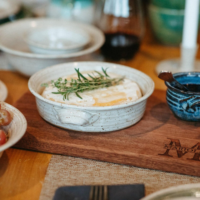 Satin White Ceramic Brie Baker