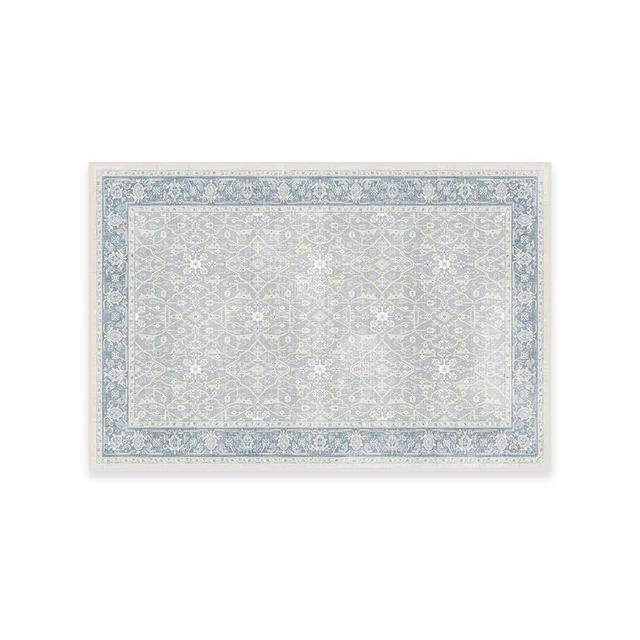 RUGGABLE Celestine Washable Rug - Vintage Area Rug for Living Room, Bedroom, Kitchen & Dorm Room - Pet & Child Friendly - Stain & Water Resistant - Soft & Durable, Soft Blue 2'x3' (Cushioned Pad)