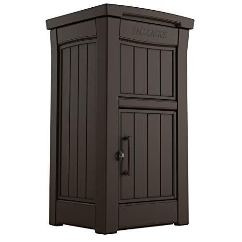 Keter Package Delivery Box for Porch with Lockable Secure Storage Compartment, Brown