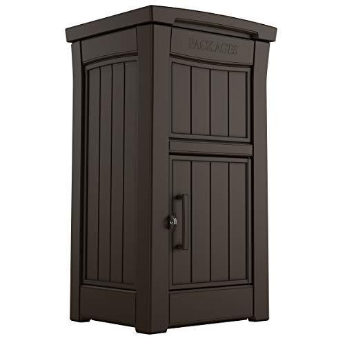 Keter Package Delivery Box for Porch with Lockable Secure Storage Compartment, Brown