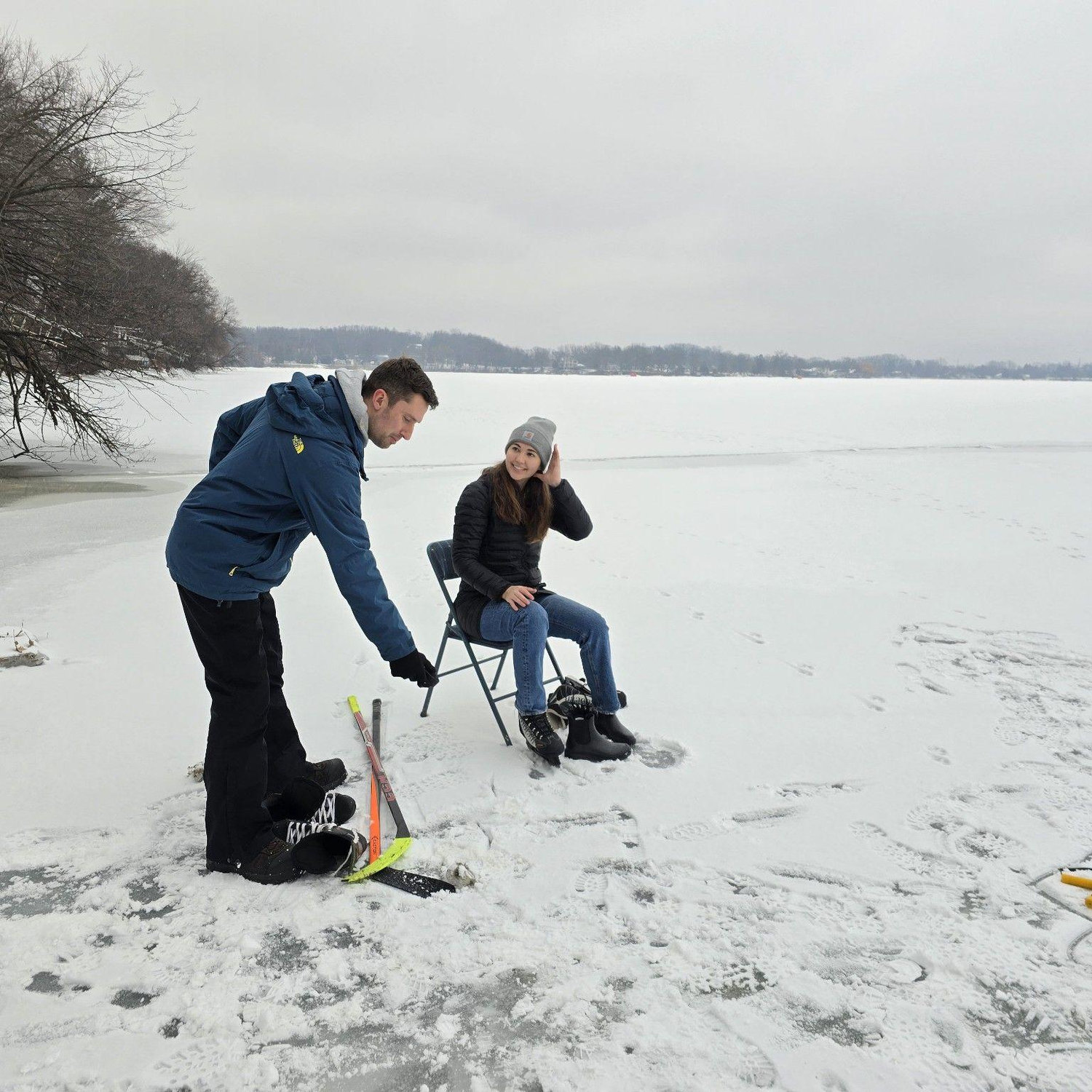 Ice skating on Rock Lake