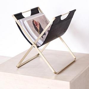 AEM Brass and Leather Magazine Rack