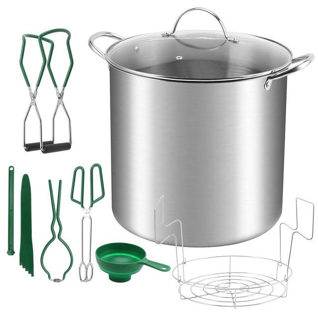 Fulgutonit Canning Supplies Kit, Stainless Steel Canning Pot with Rack & 6 Pieces Canning Tools Set, Water bath Canner for Beginner