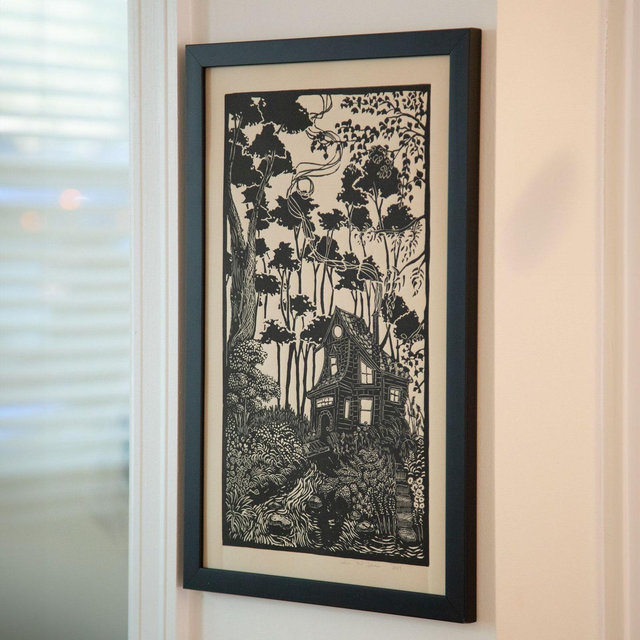 Linocut Print, Cottage, 11x18