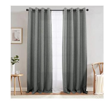 Amazon - Jinchan Linen Textured Curtains (W52xL84) in Grey