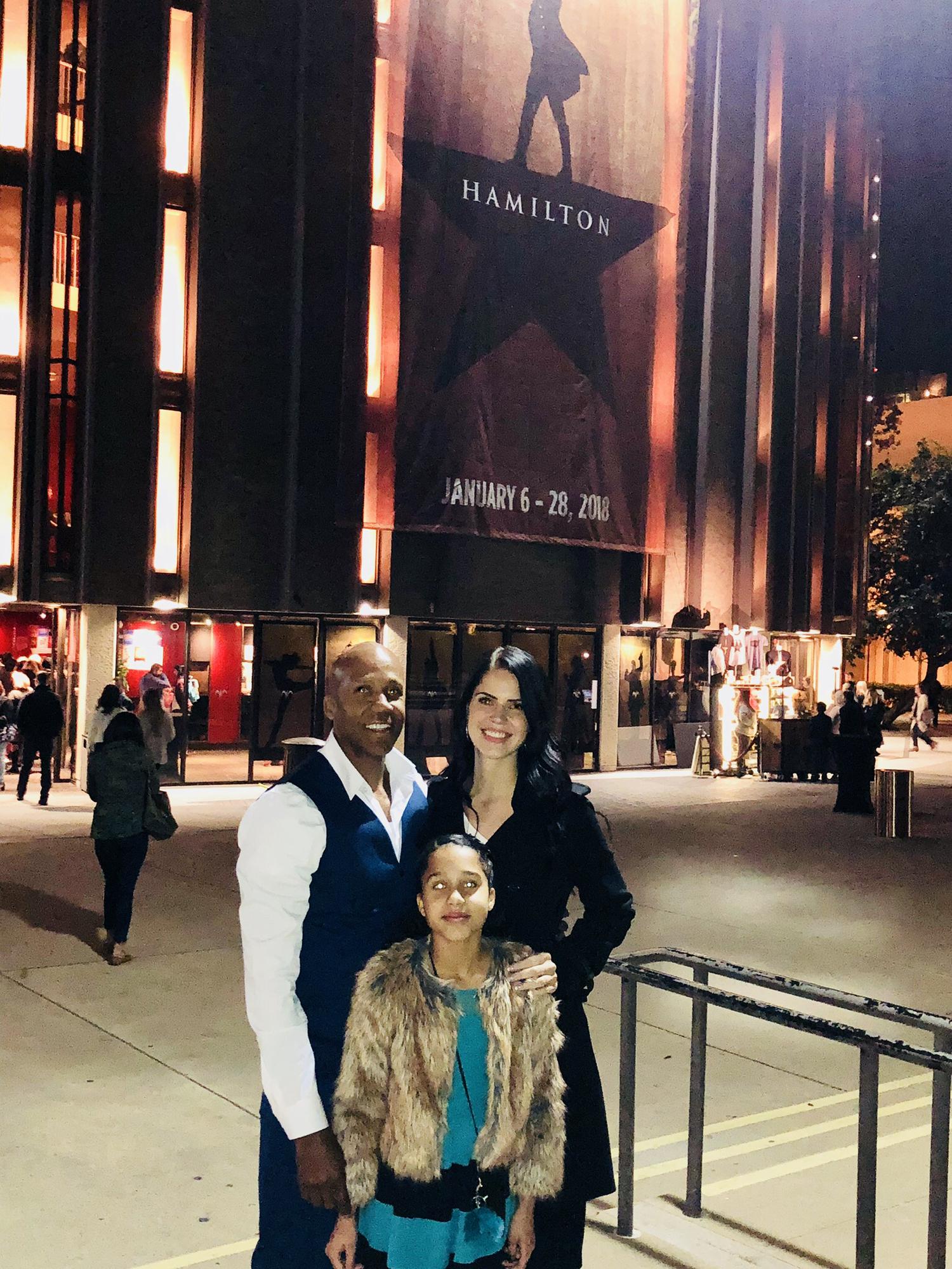 January 2018 - Watching Gabrielle's favorite play, Hamilton, at the San Diego Civic Theatre.
