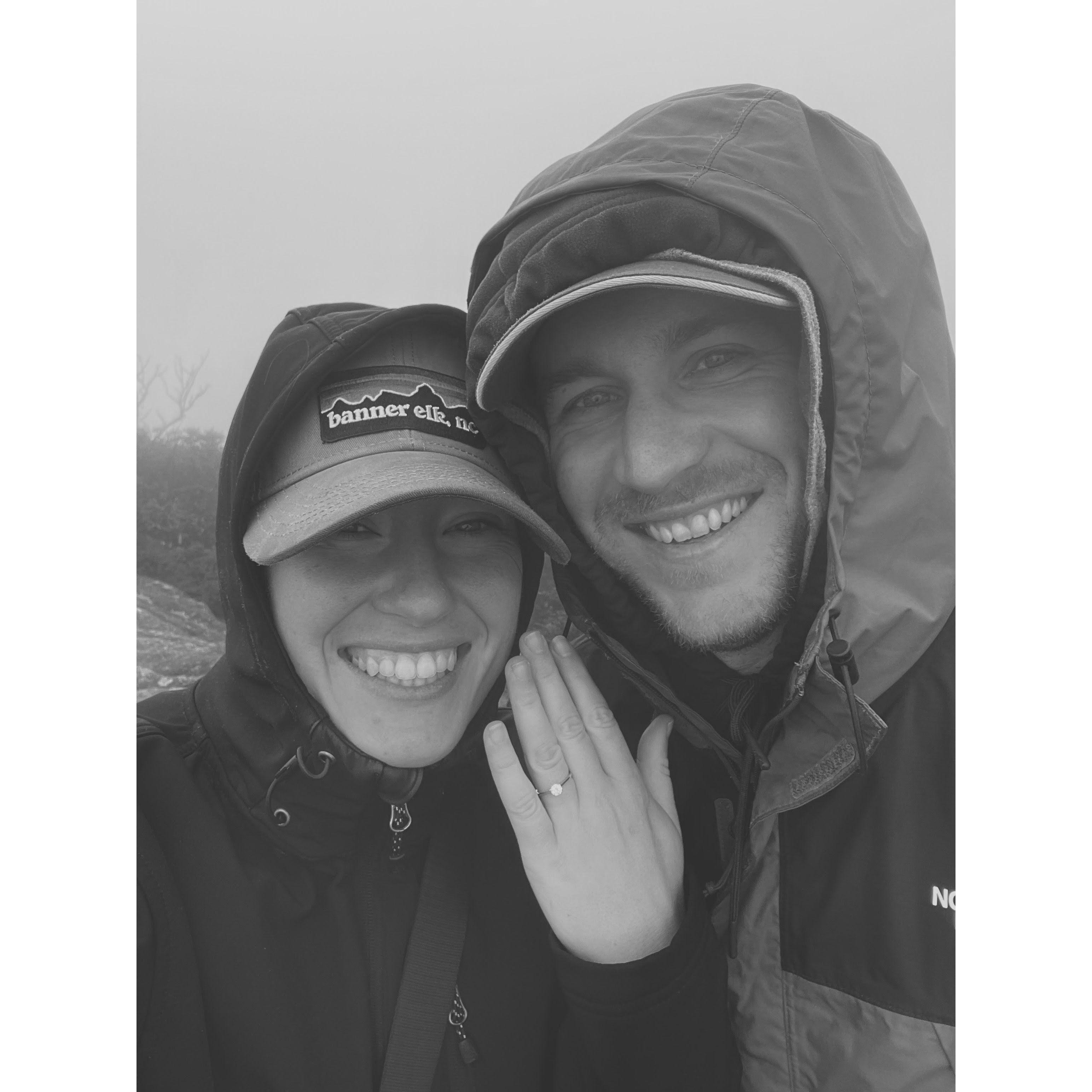 Ben proposing on a stormy weekend of September 2022