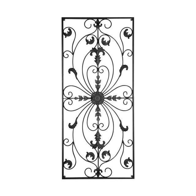 gb Home Collection Metal Wall Decor, Decorative Victorian Style Hanging Art, Steel Decor, Rectangular Design, 19.7 x 44 Inches, Black