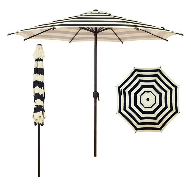 Abba Patio 9FT Lyon Outdoor Patio Umbrella Outdoor Table Umbrella with Push Button Tilt and Crank Market Umbrella 8 Sturdy Ribs UV Protection Waterproof for Garden Deck Backyard Pool, Stripe