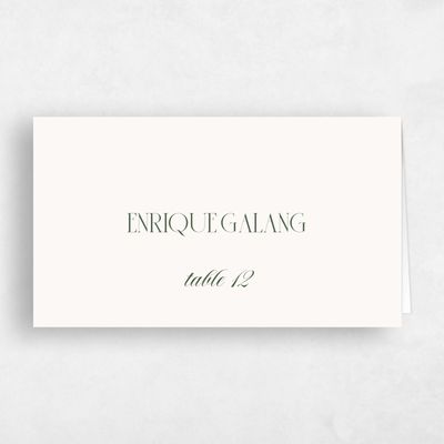 Dark Olive, Beige Wedding Place Card - Milan