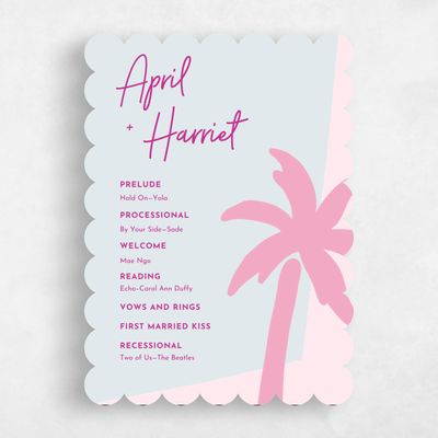 Pink Scalloped Wedding Program - Bahia