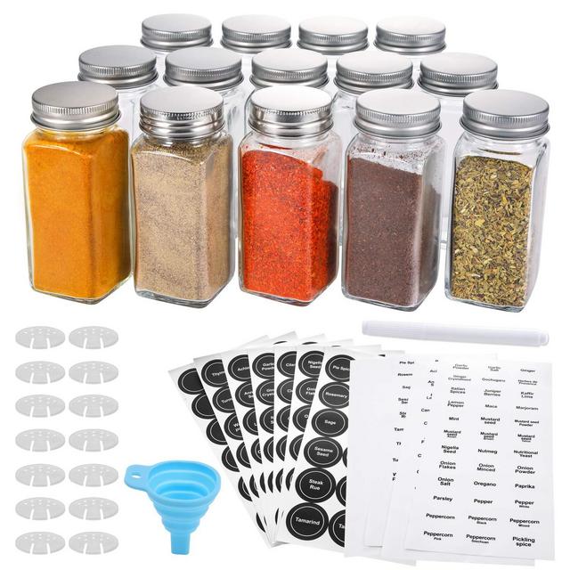 AOZITA 14 Pcs Glass Spice Jars with Labels