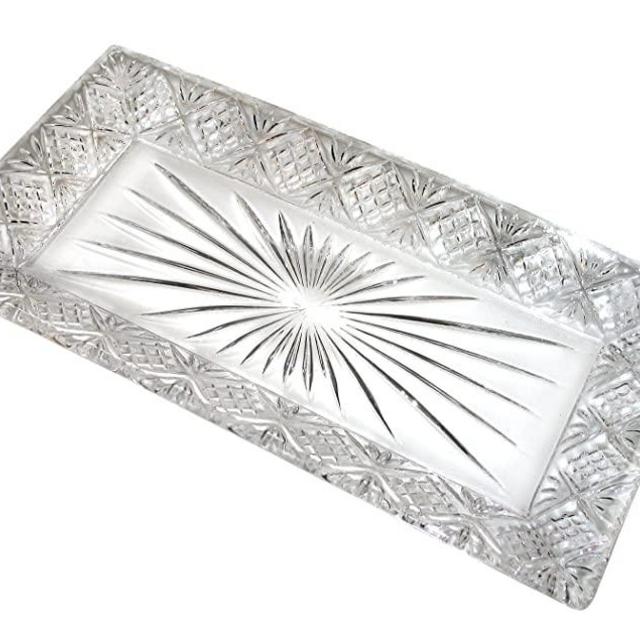 Godinger Dublin Rectangular Crystal Tray, 12 Inch x 6.5 Inch