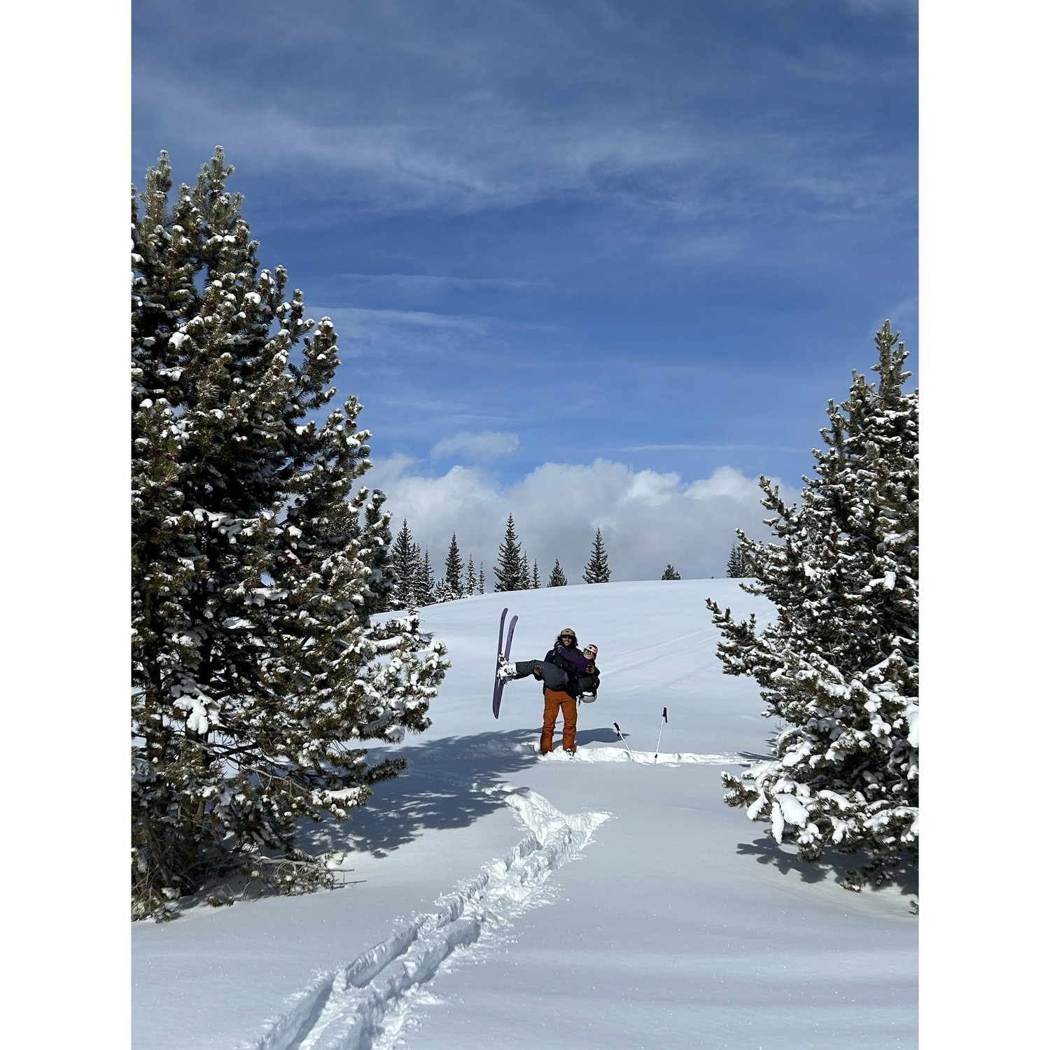 Ski touring at Vail pass with Cale in 2024.