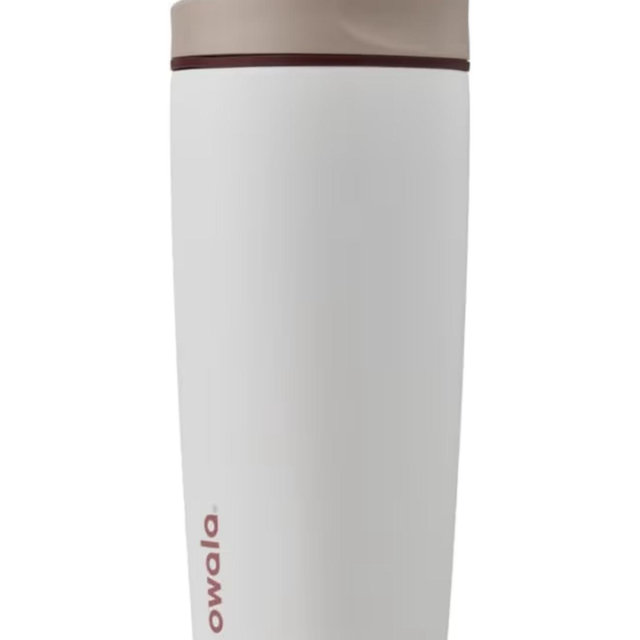 Owala SmoothSip Slider Insulated Stainless Steel Coffee Tumbler, Reusable Iced Coffee Cup, Hot Coffee Travel Mug, BPA Free 20 oz, Vanilla Bean