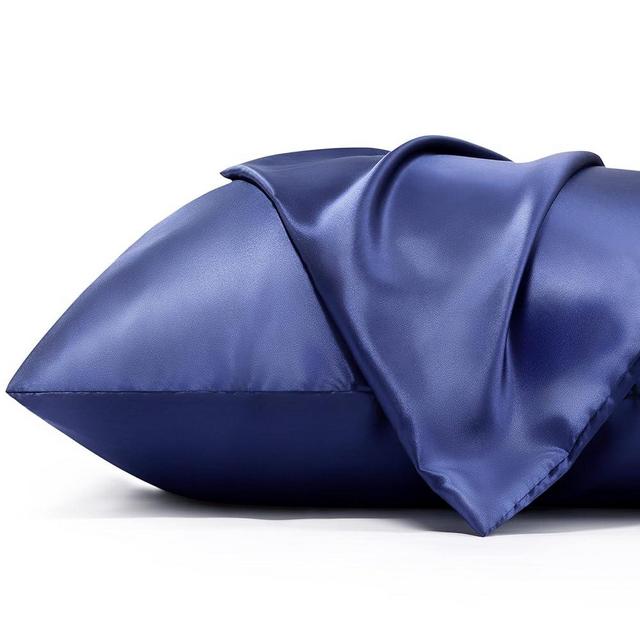 Bedsure Satin Pillowcase for Hair and Skin - Navy Blue Zipper Pillow Cases King Size Set of 2, Similar to Silk Pillow Cases, Silky & Soft Satin Pillow Case Covers, Gifts for Her or Him, 20x36 Inches